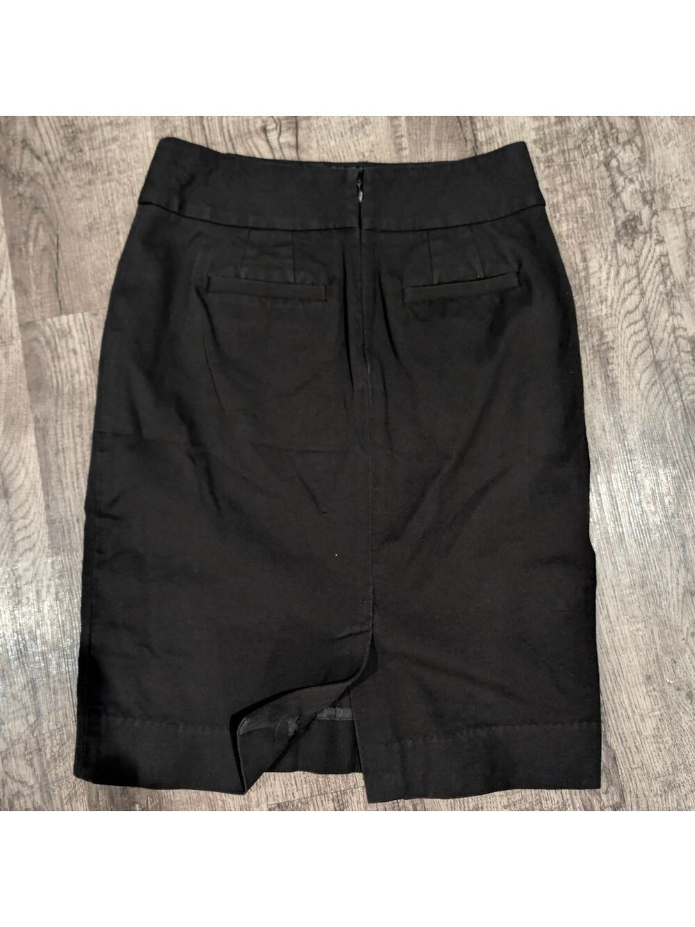 Banana Republic Black Pencil Skirt Size 2 Tailored Cotton Career Pockets - Picture 2 of 6